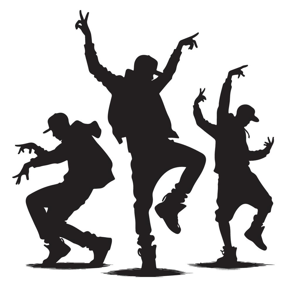Hip Hop Dancers Silhouette Illustration for Dance and Music Projects vector
