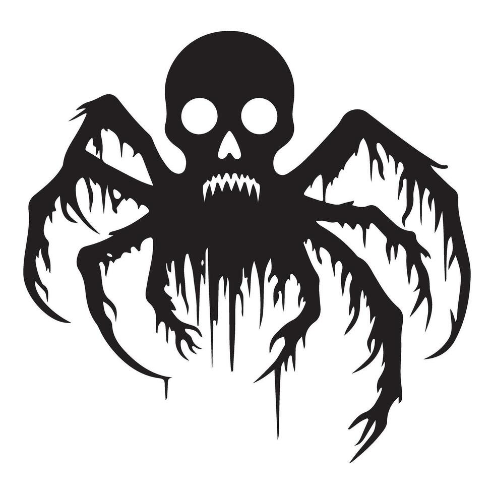 Creepy Skull Spider Silhouette Graphic Design Horror Halloween Art vector