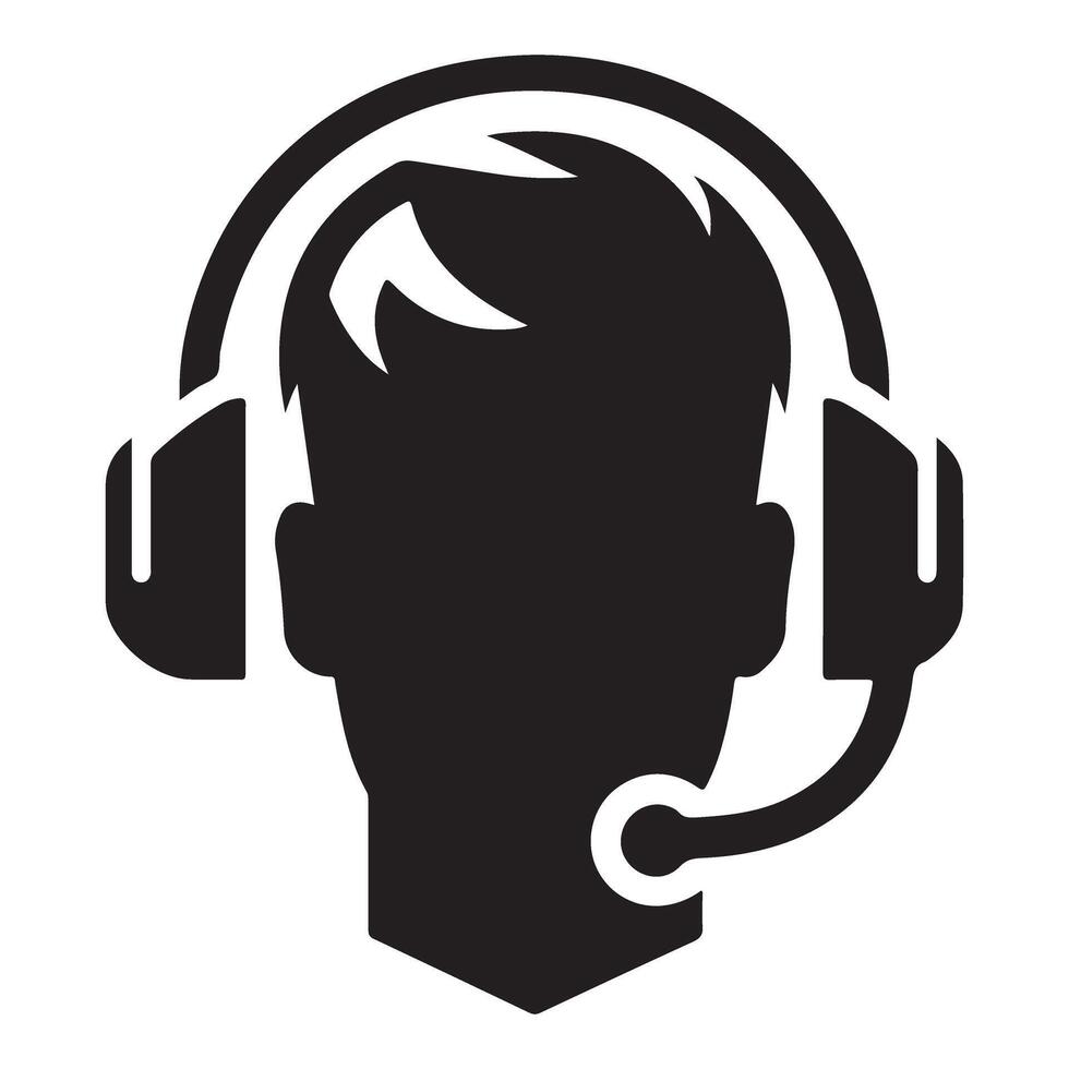Customer Support Silhouette Icon for Business and Communication Solutions vector