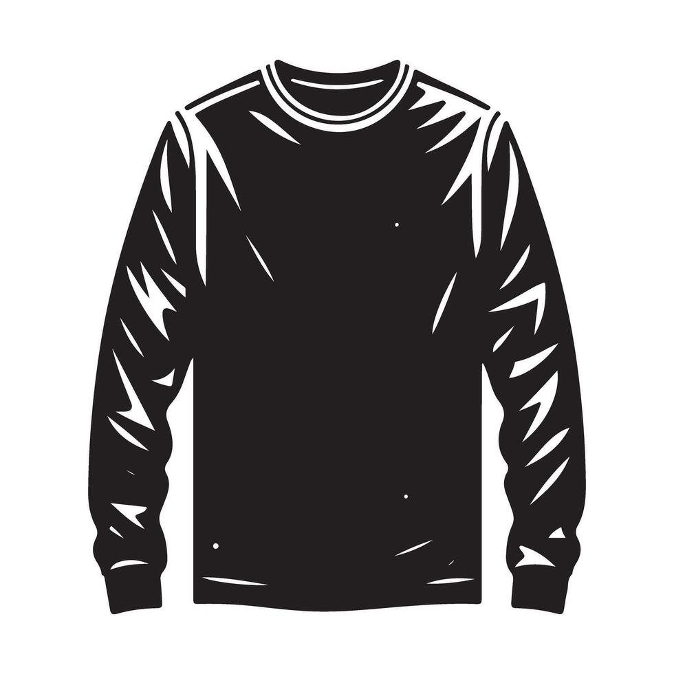 Long Sleeve Shirt Black Silhouette Graphic Design vector