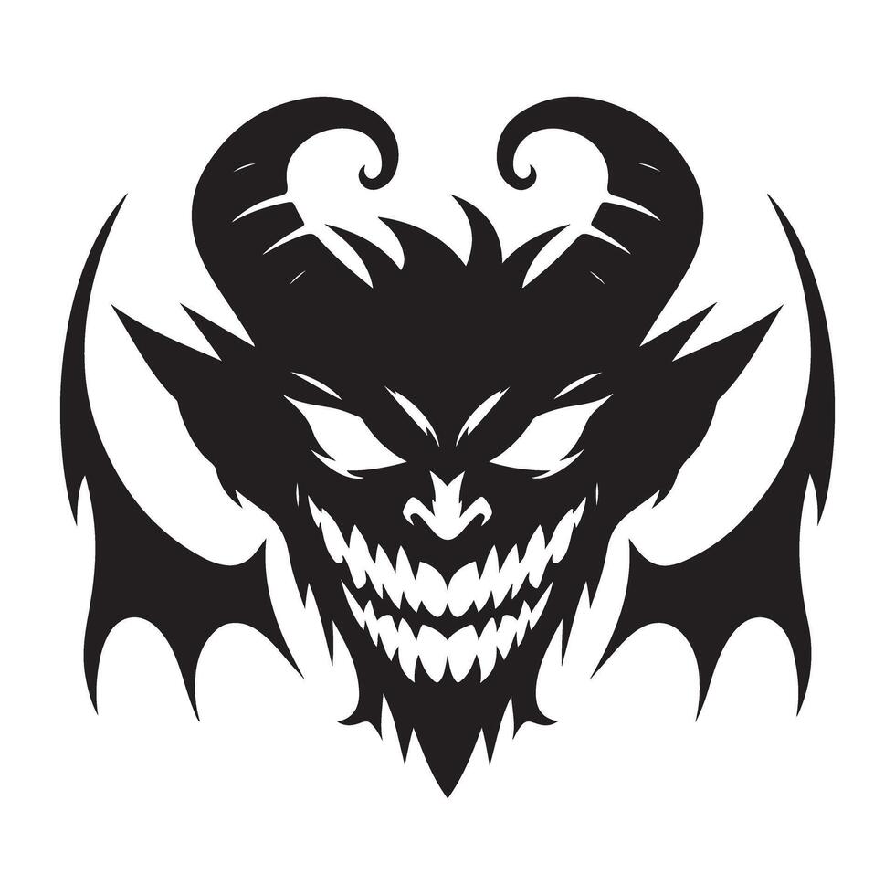 Silhouette Illustration of a Menacing Devil or Demon Face vector