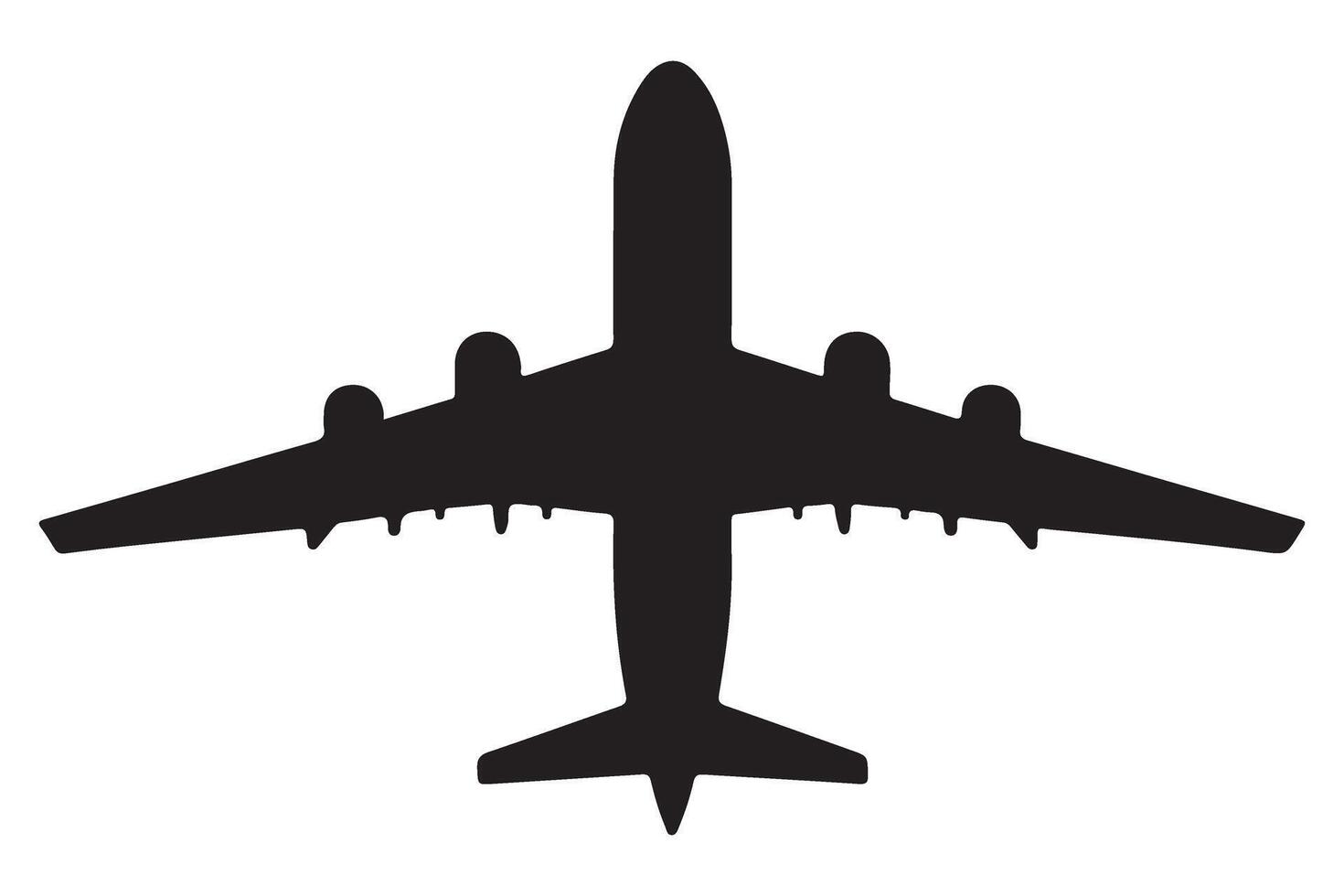 Commercial Airplane Silhouette Aviation Design Transportation Symbol and Modern Aircraft vector