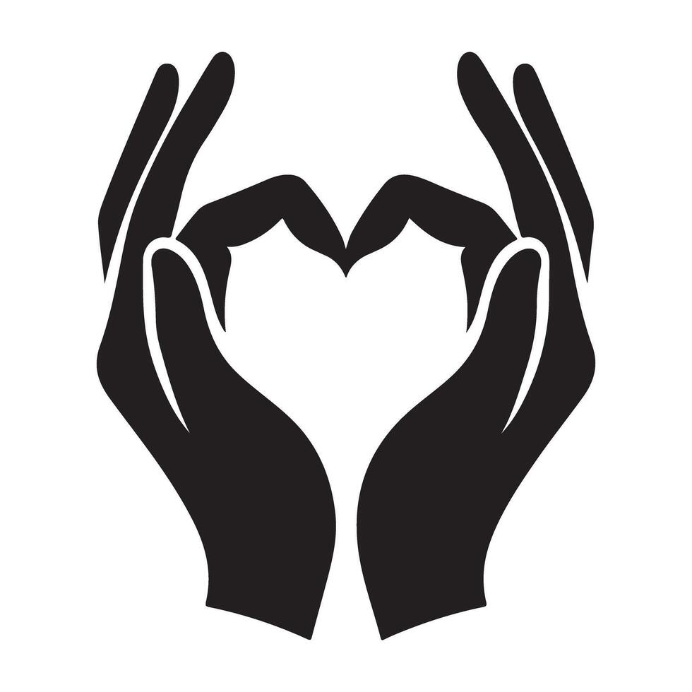Hands Making Heart Silhouette Illustration for Love and Support vector