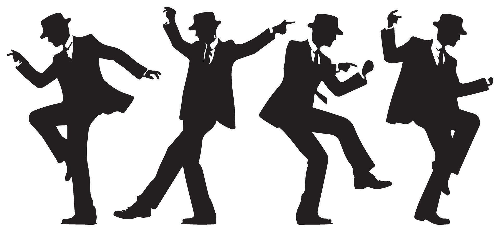 Dancing Silhouette Men in Suits Art Illustration Design vector