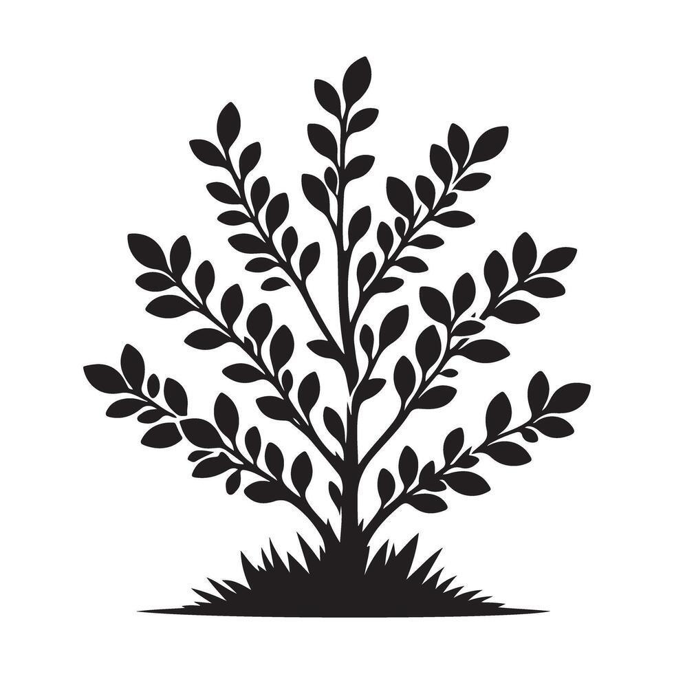 Bushy Tree Silhouette Dense Foliage Natural Design Element Illustration vector