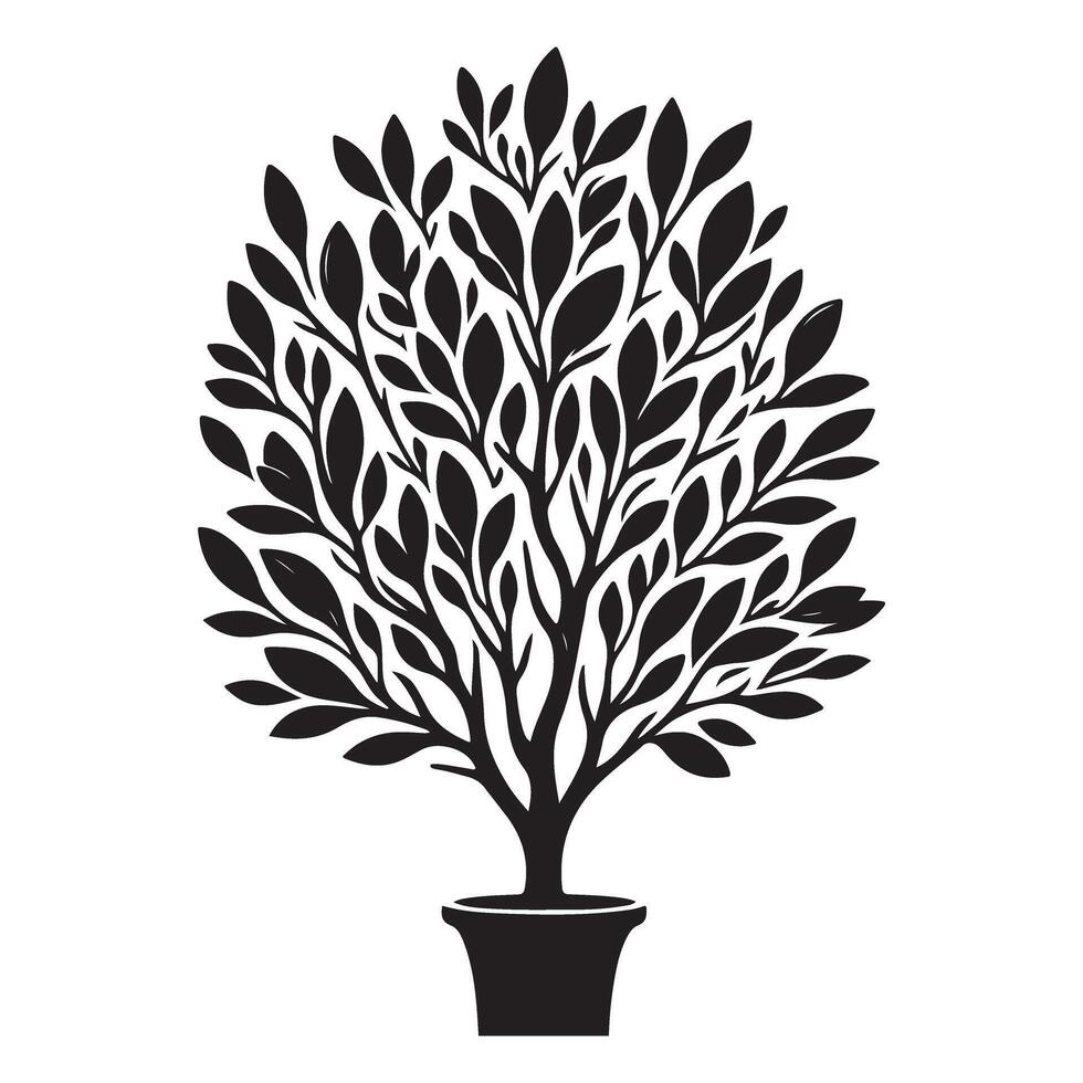 Ornamental Tree in Pot Silhouette Illustration Design Element vector