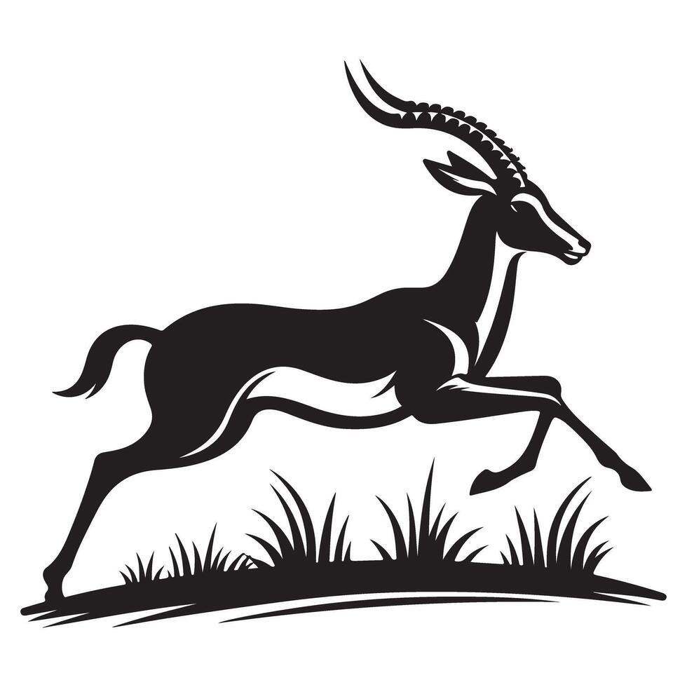 Elegant Impala Silhouette Illustration Graceful Running Antelope Design vector