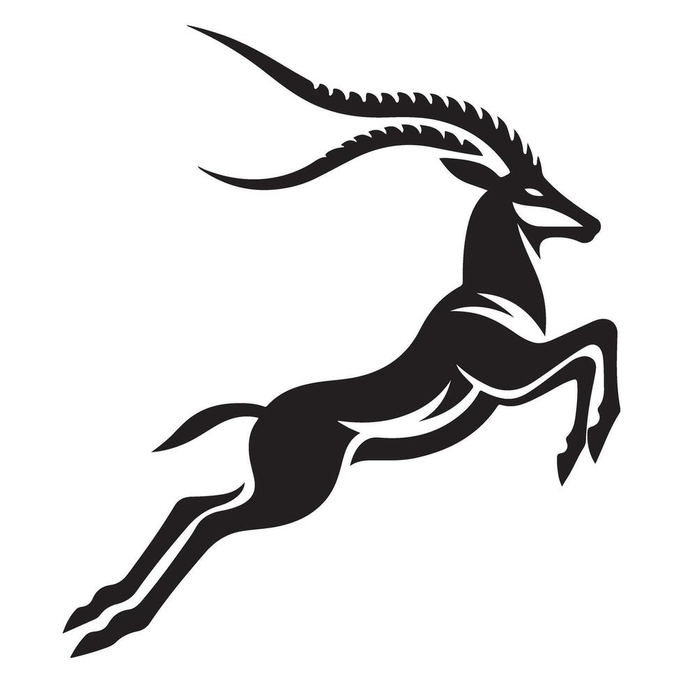 Jumping Springbok Antelope Silhouette a symbol of South Africa animal vector