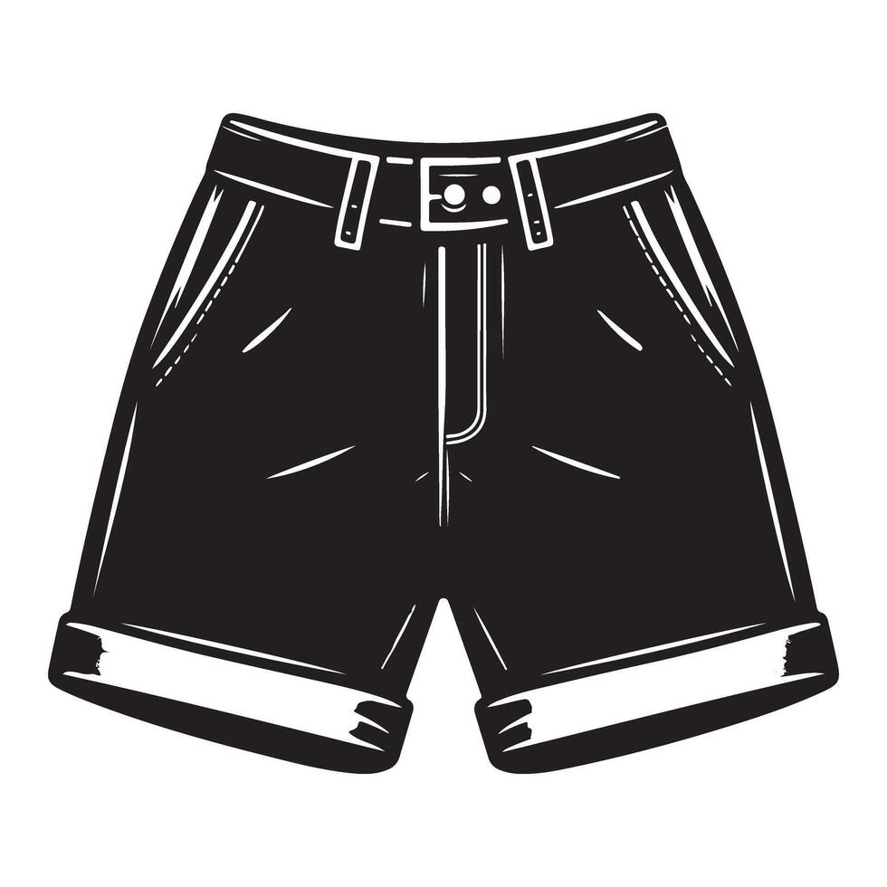 Stylish Denim Shorts Illustration Summer Fashion Apparel Design vector