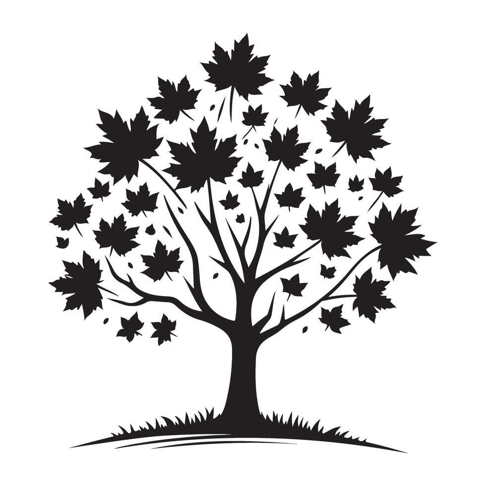 Maple Tree Silhouette Graphic for Autumn and Nature Designs vector