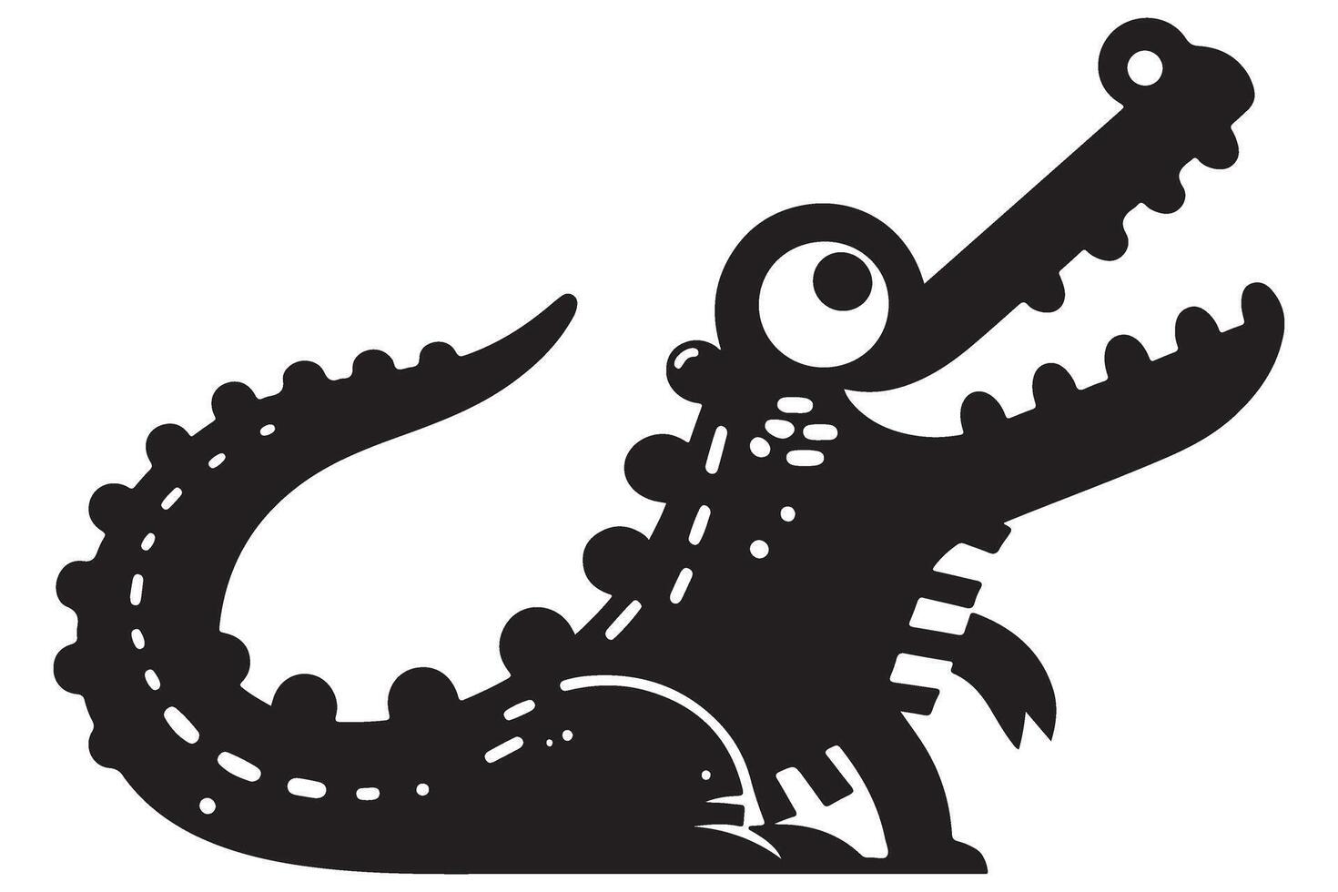 Cartoon Alligator Silhouette Illustration Reptile Character Design vector