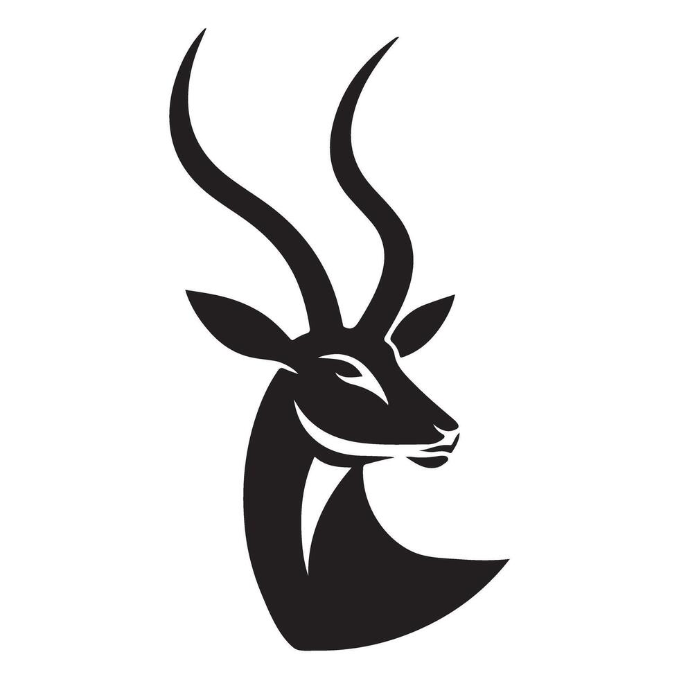 Elegant Impala Head Silhouette Illustration for Logo and Design vector