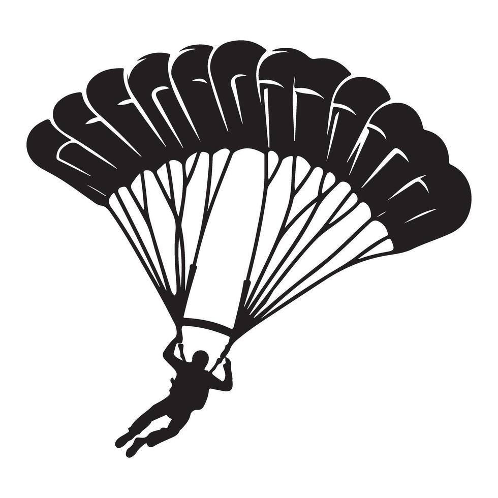 Silhouette Parachuting Illustration for Skydiving Adventures Design vector
