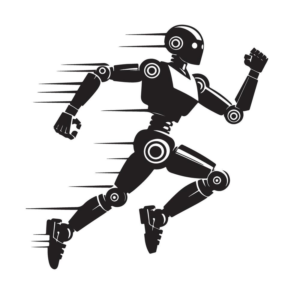 Running Robot Illustration for Technology and Innovation Projects vector