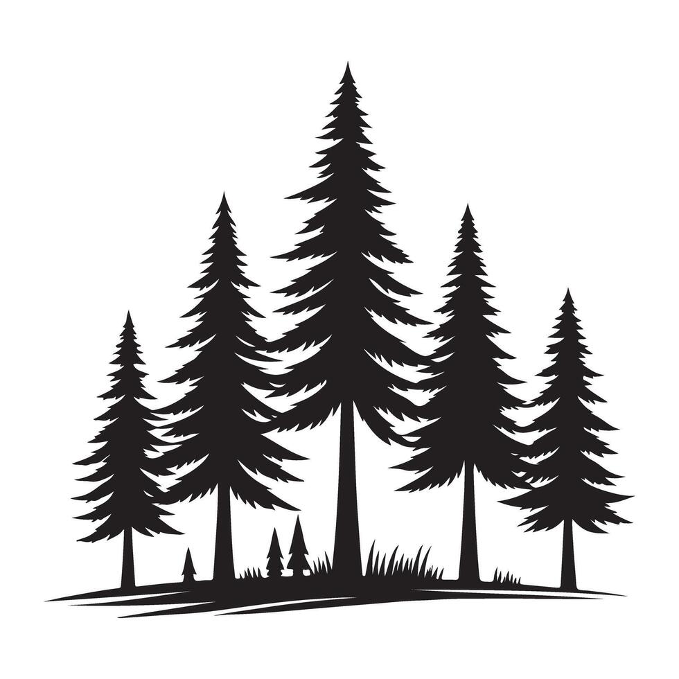 Lush coniferous trees forest illustration for nature lovers vector
