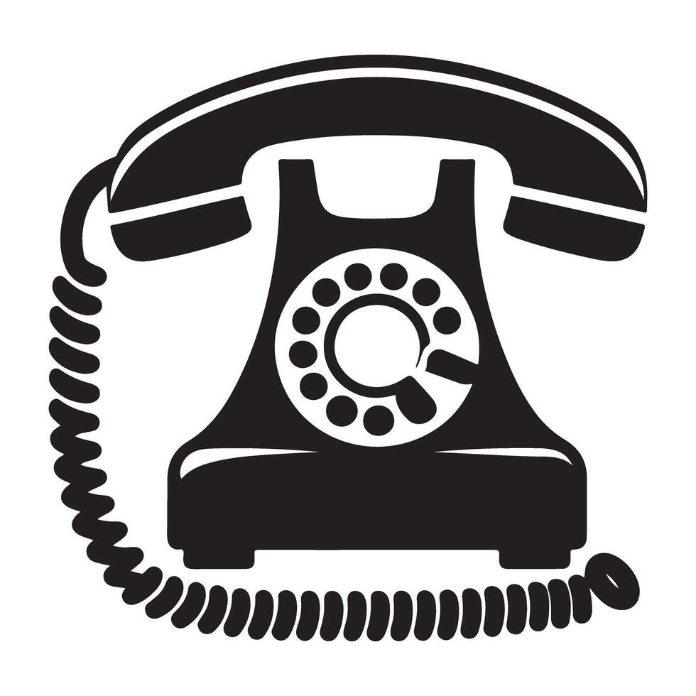 Vintage rotary telephone silhouette retro communication technology vector