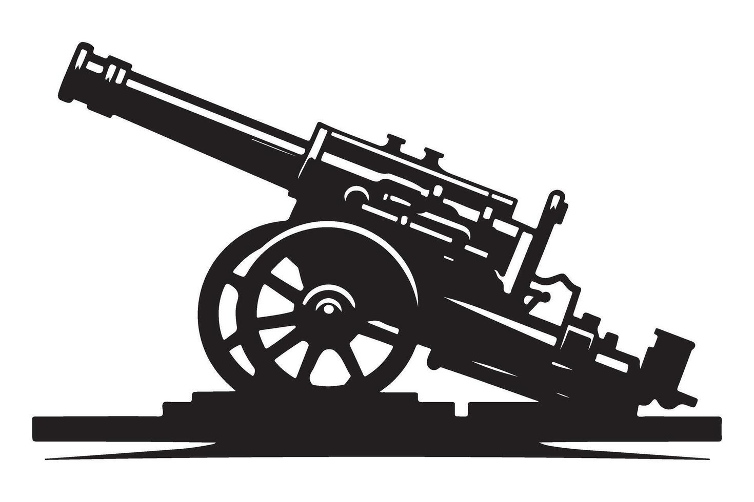 Artillery Cannon Silhouette Powerful Military Weapon Image Download vector