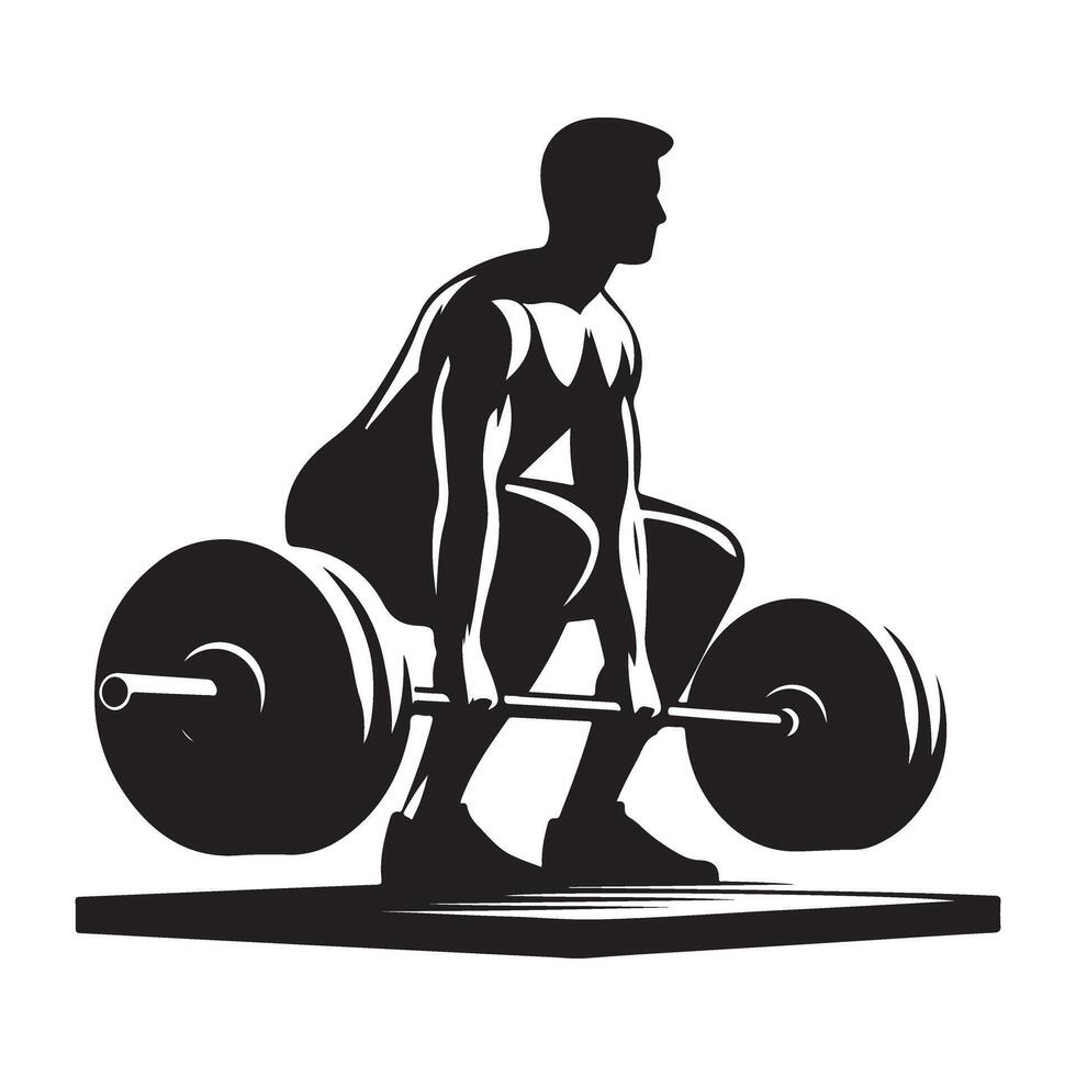 Weightlifter Silhouette Graphic Performing Deadlift Exercise vector