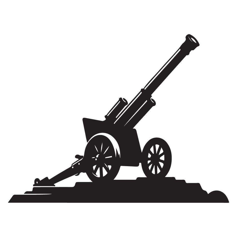 Vintage cannon silhouette illustration for historical defense design vector