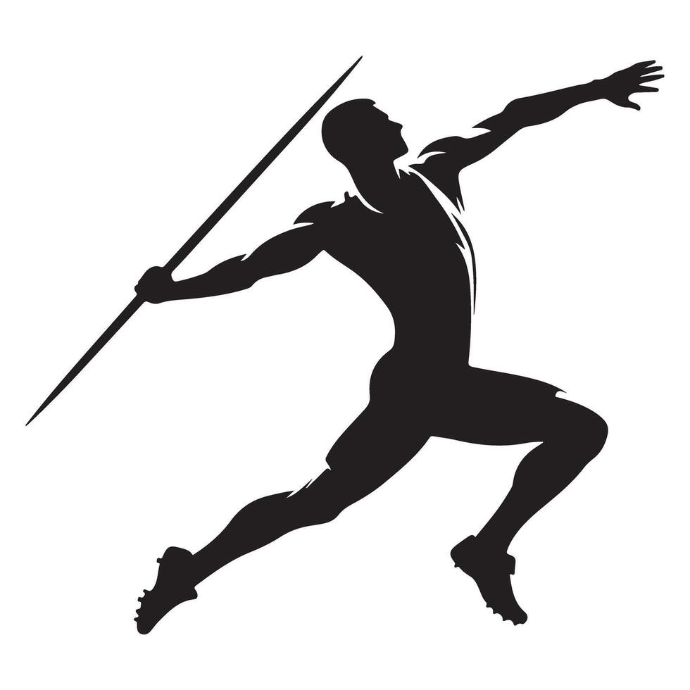 Silhouette Javelin Throw Athlete in Action with Power and Precision vector