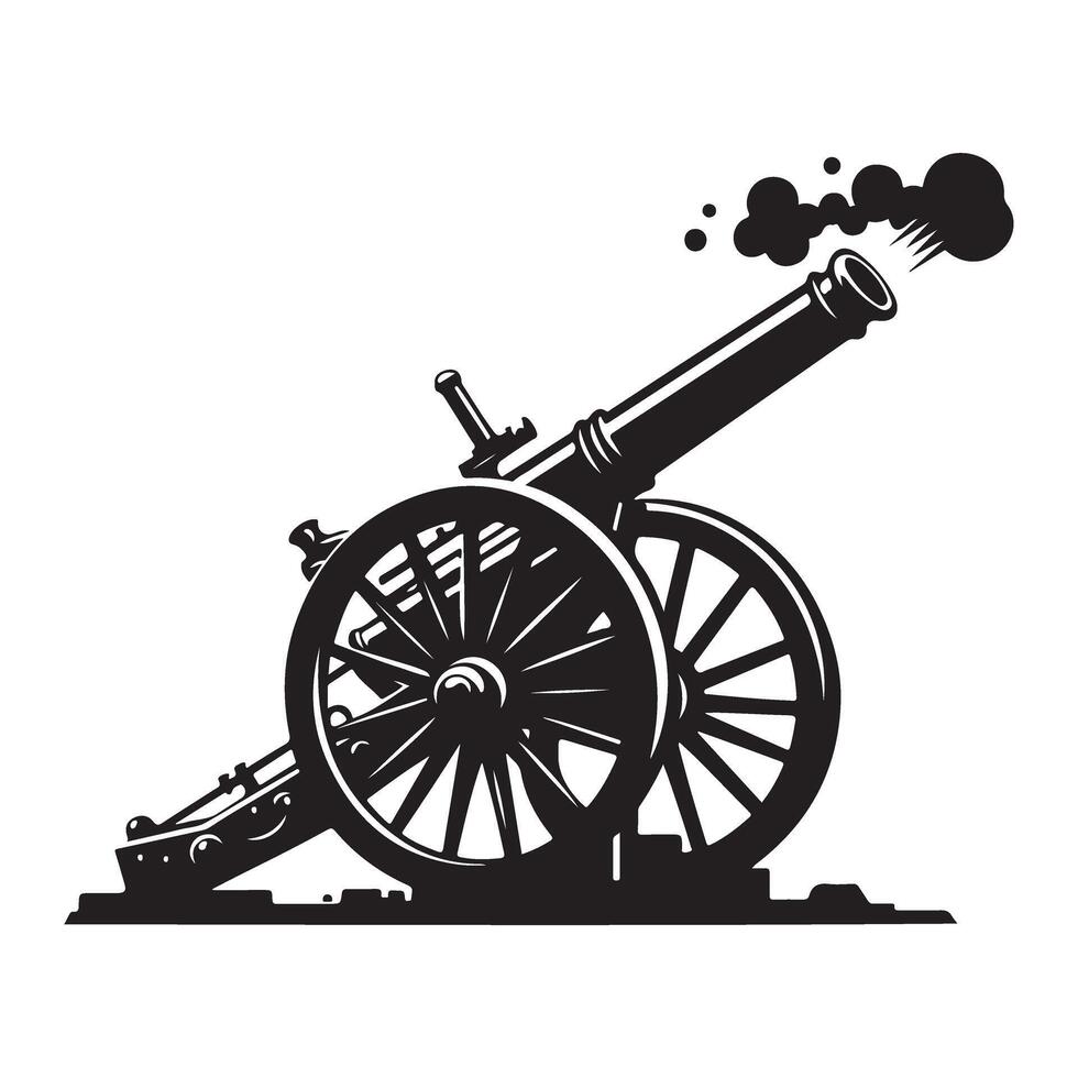 Cannon silhouette art for history and military buffs vector