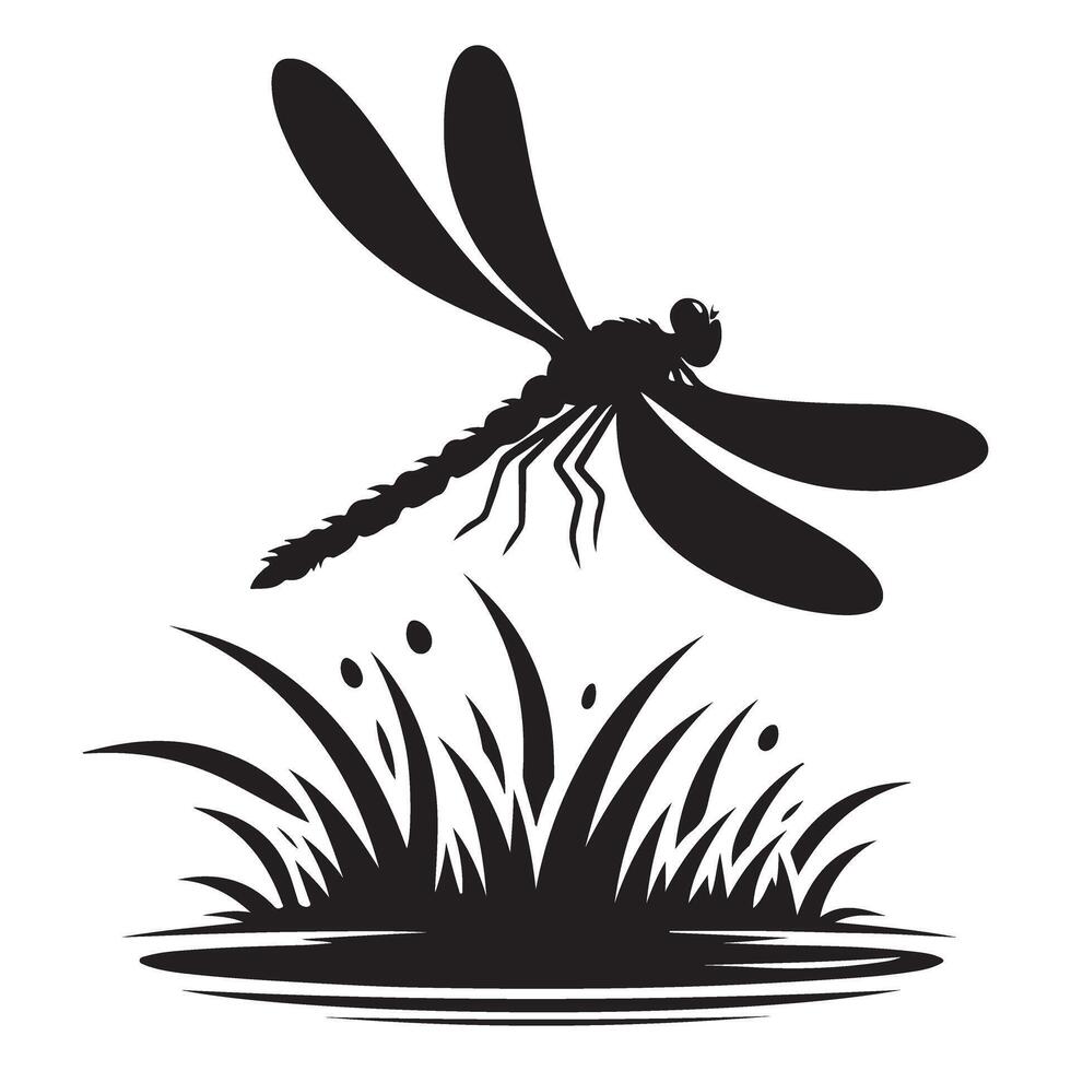 Dragonfly Silhouette Illustration for Nature and Insect Designs vector