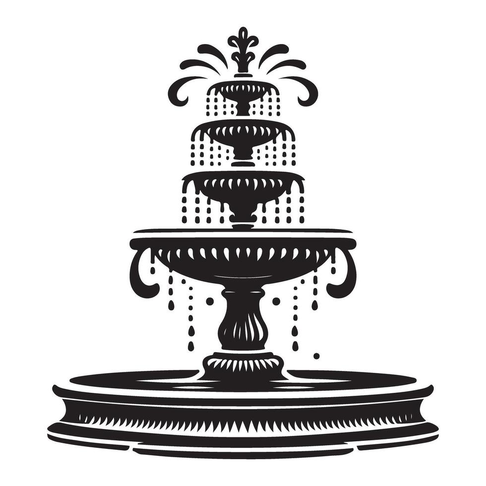 Classic tiered fountain design illustration water feature vector