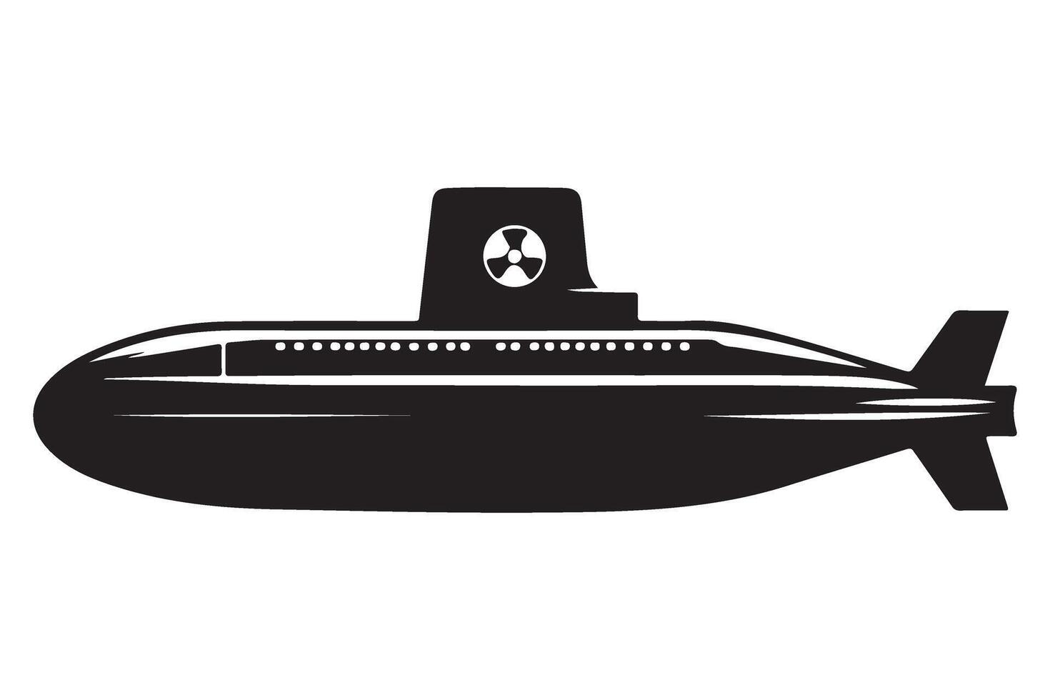 Silhouette of nuclear submarine underwater naval vessel illustration vector