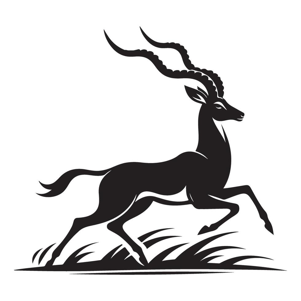 Silhouette Running Impala Illustration African Wildlife Design vector