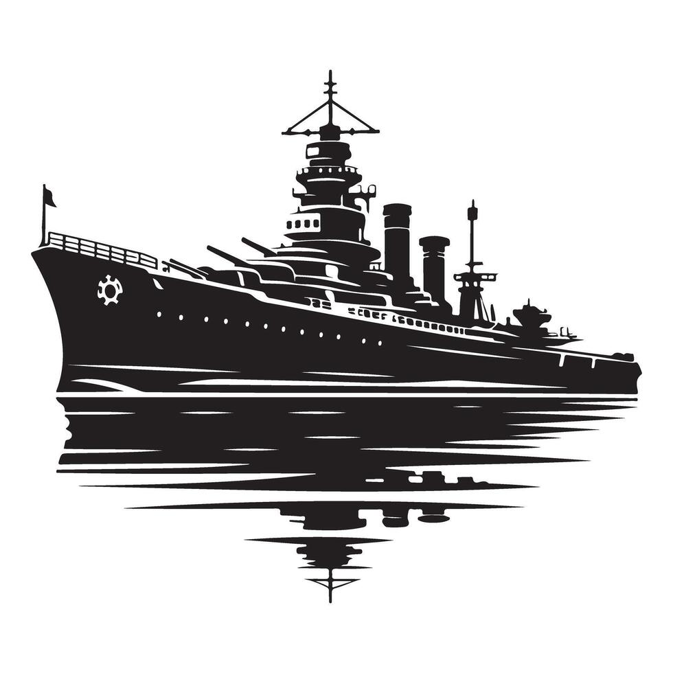 Battleship Silhouette Illustration of a Powerful Warship vector
