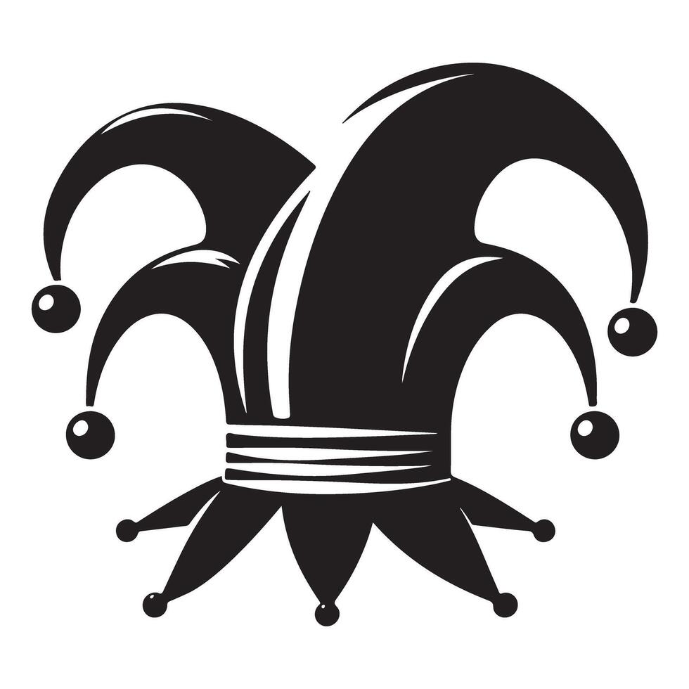 Jester Hat Silhouette an icon of comedy and medieval entertainment vector