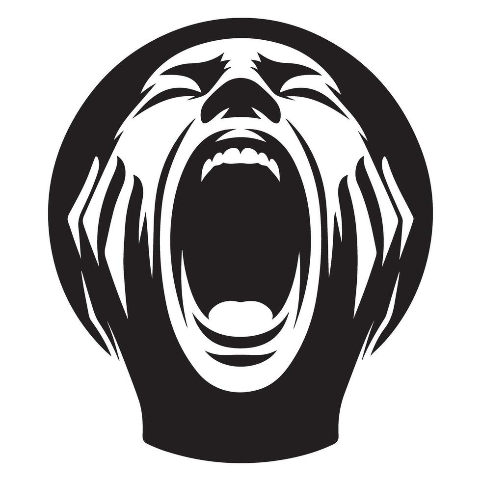 Silhouette face scream emotional expression illustration art design vector