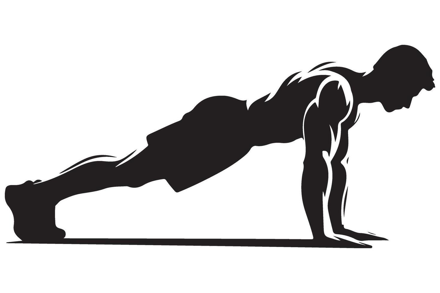 Silhouette Push Up Exercise Illustration Graphic For Fitness vector