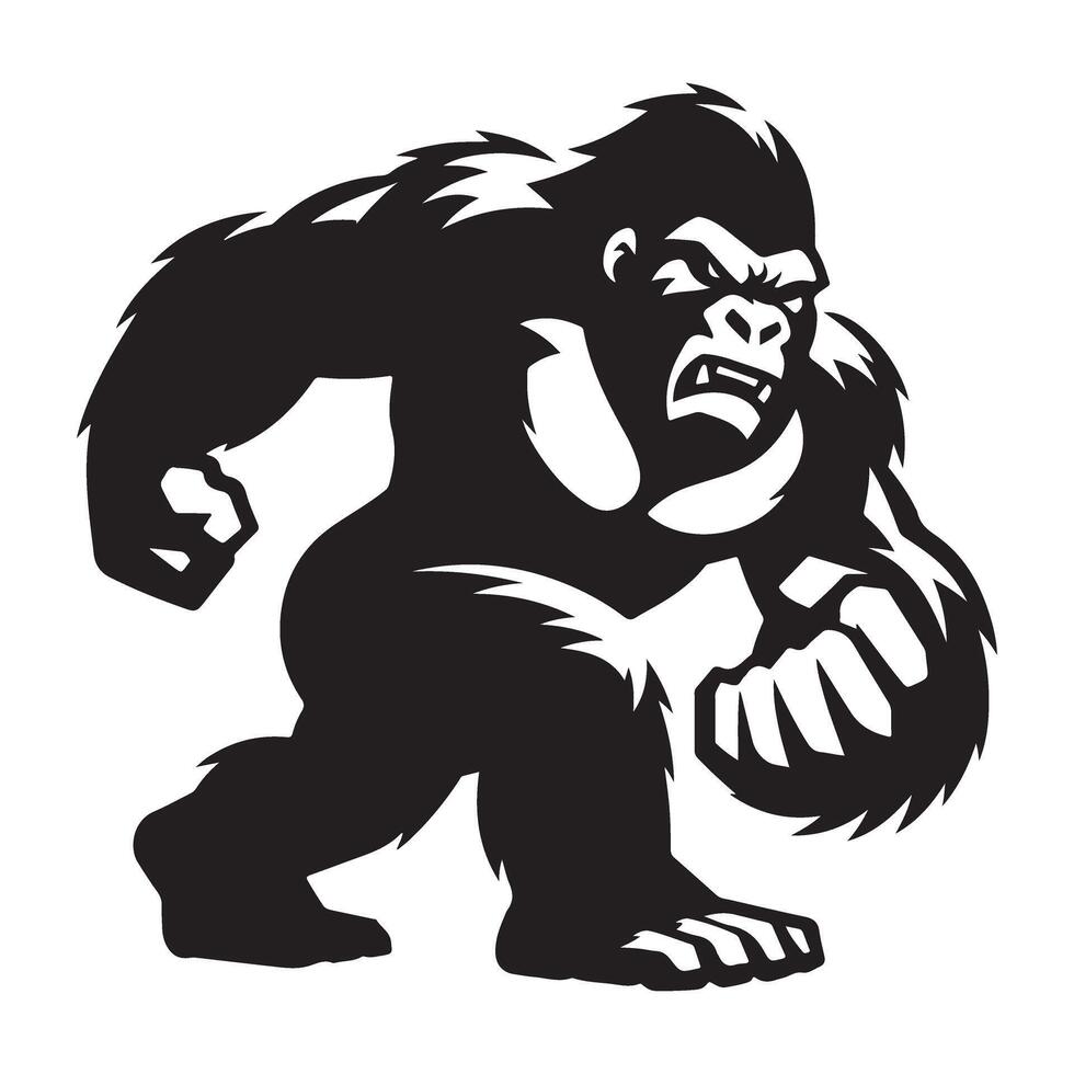 Powerful gorilla illustration image depicting strength and wild nature vector