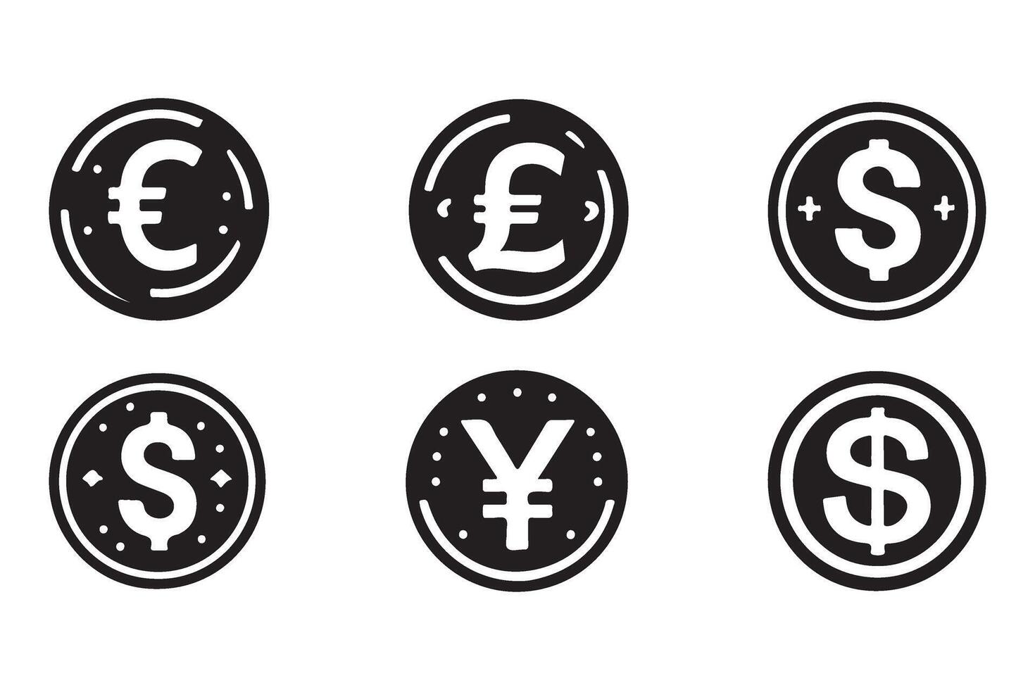 Currency Coins Icons Finance Business and International Money Exchange vector