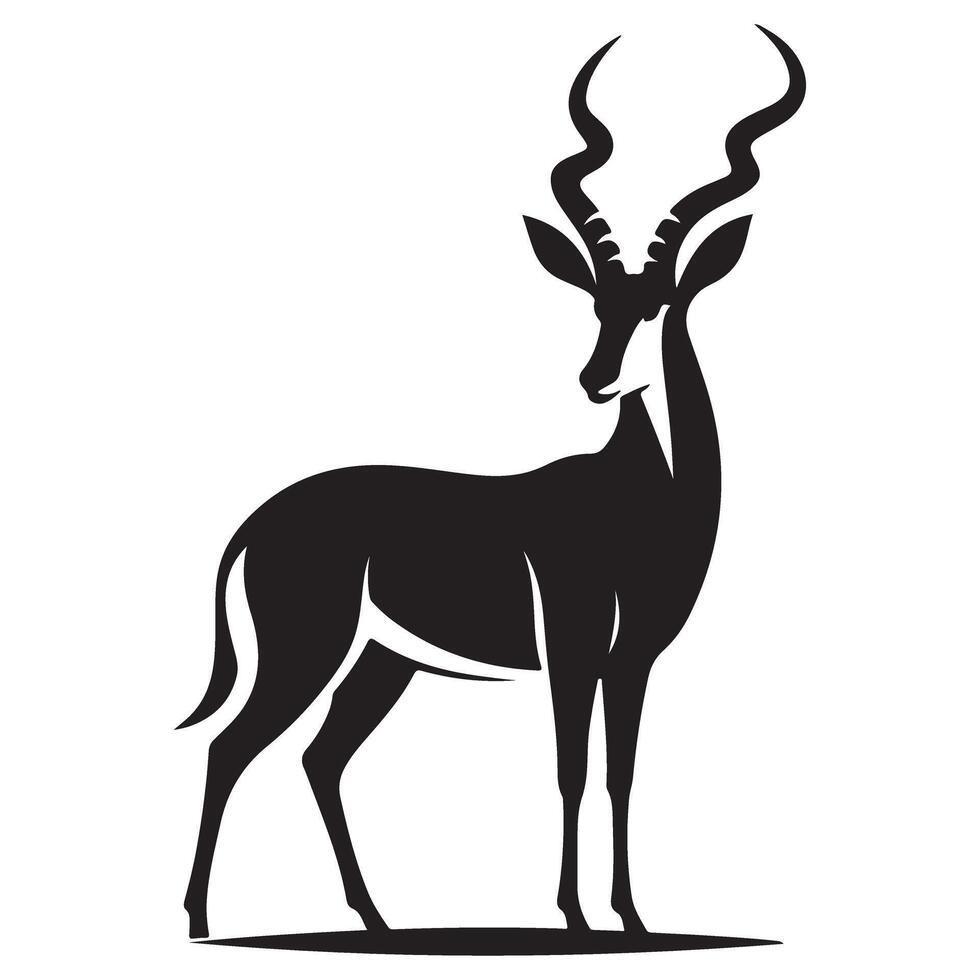Elegant Impala Standing Tall A Silhouette for Designers vector