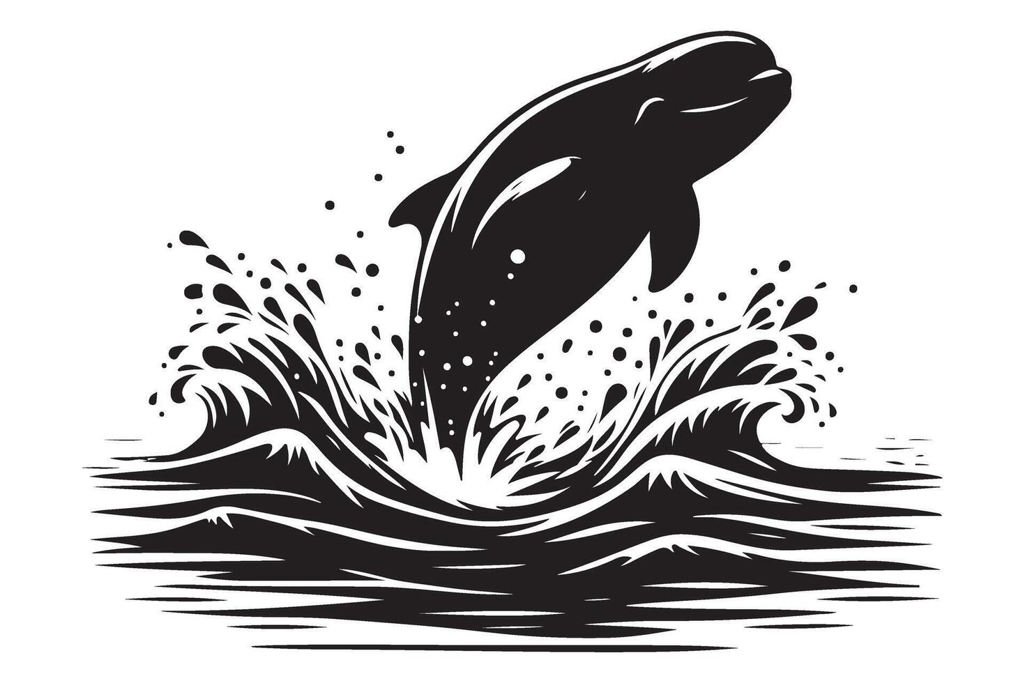Playful Dolphin Leaping Silhouette Illustration for Marine Life Enthusiasts vector