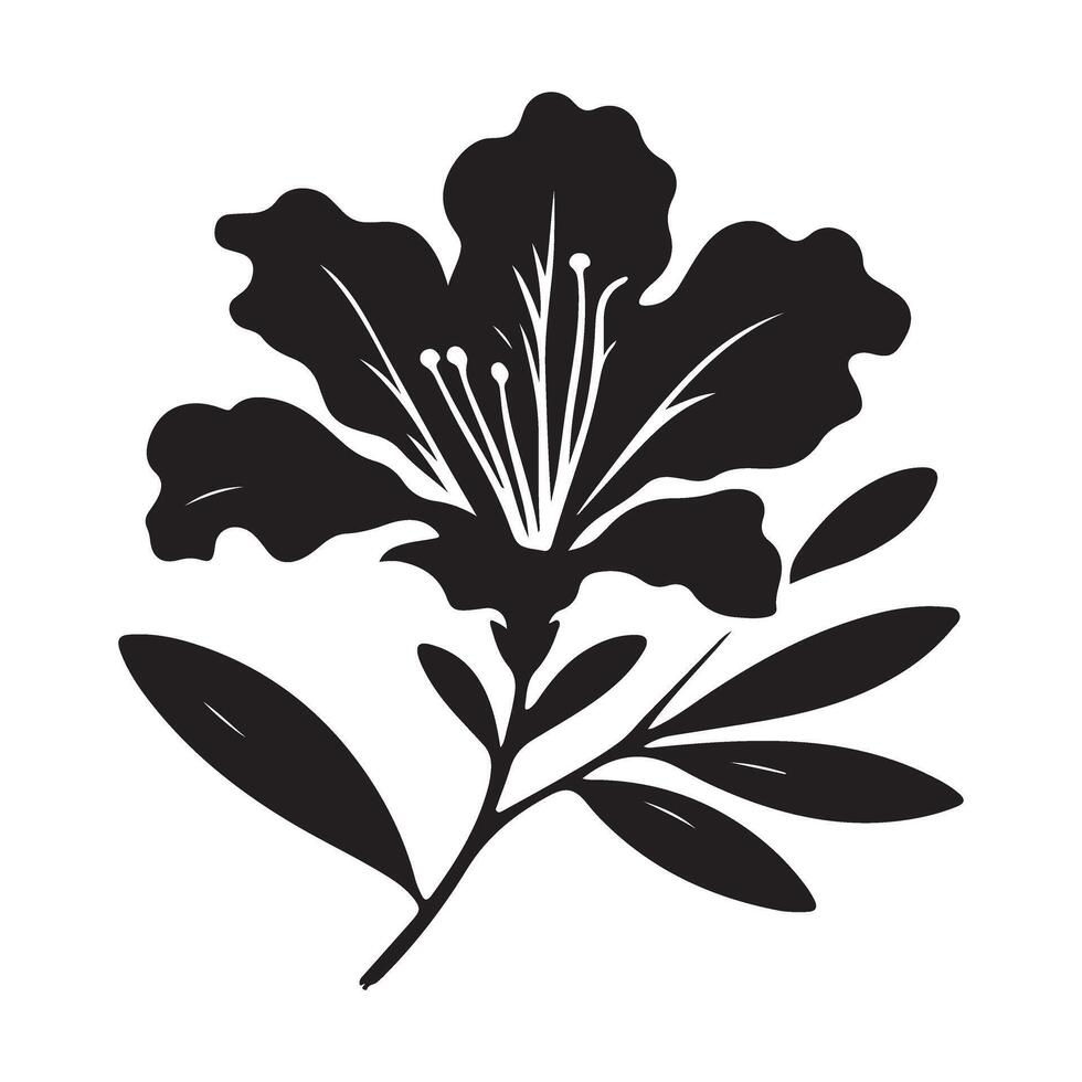 Floral Silhouette Azalea Flower Illustration Art Design Element vector