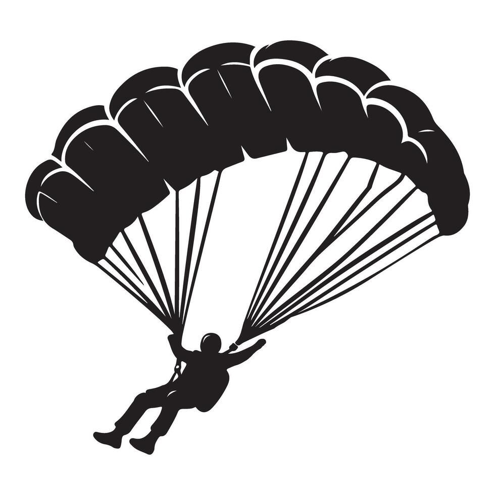 Parachuting Silhouette Person Descending Illustration Design vector