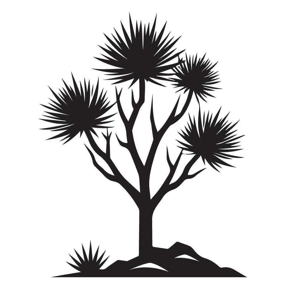 Desert Tree Silhouette with Sharp Leaves Nature Graphic Element vector
