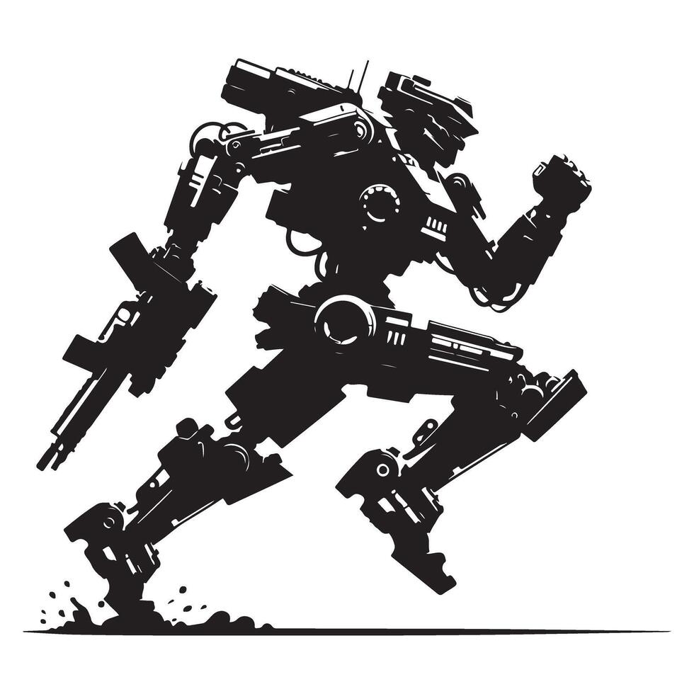 Running Robot Silhouette Illustration for Sci Fi Projects vector