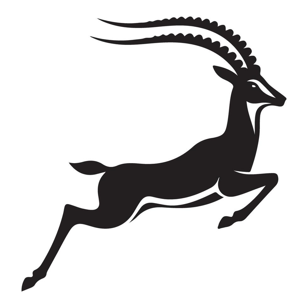 Elegant Gazelle Leaping Silhouette Graphic Art Illustration vector