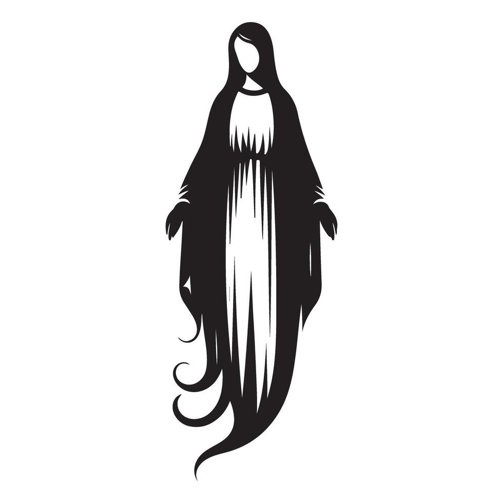 Virgin Mary Silhouette Illustration Religious Holy Mother Design vector
