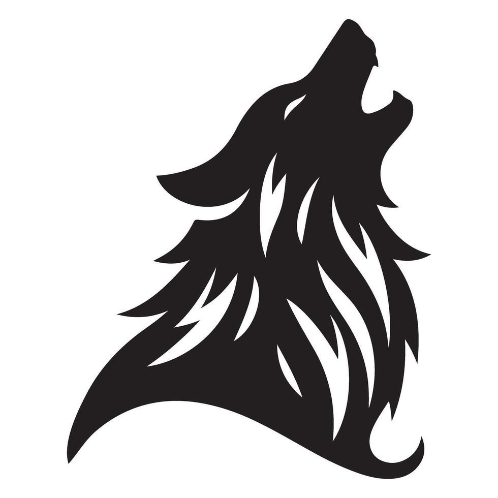 Howling Wolf Head Silhouette Artwork for Your Designs vector