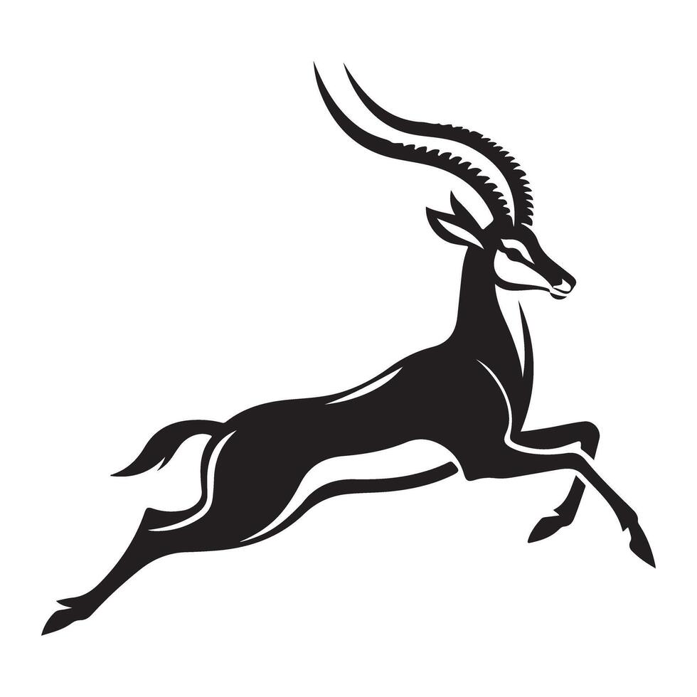 Graceful Silhouette of Impala Leaping for Graphic Design vector
