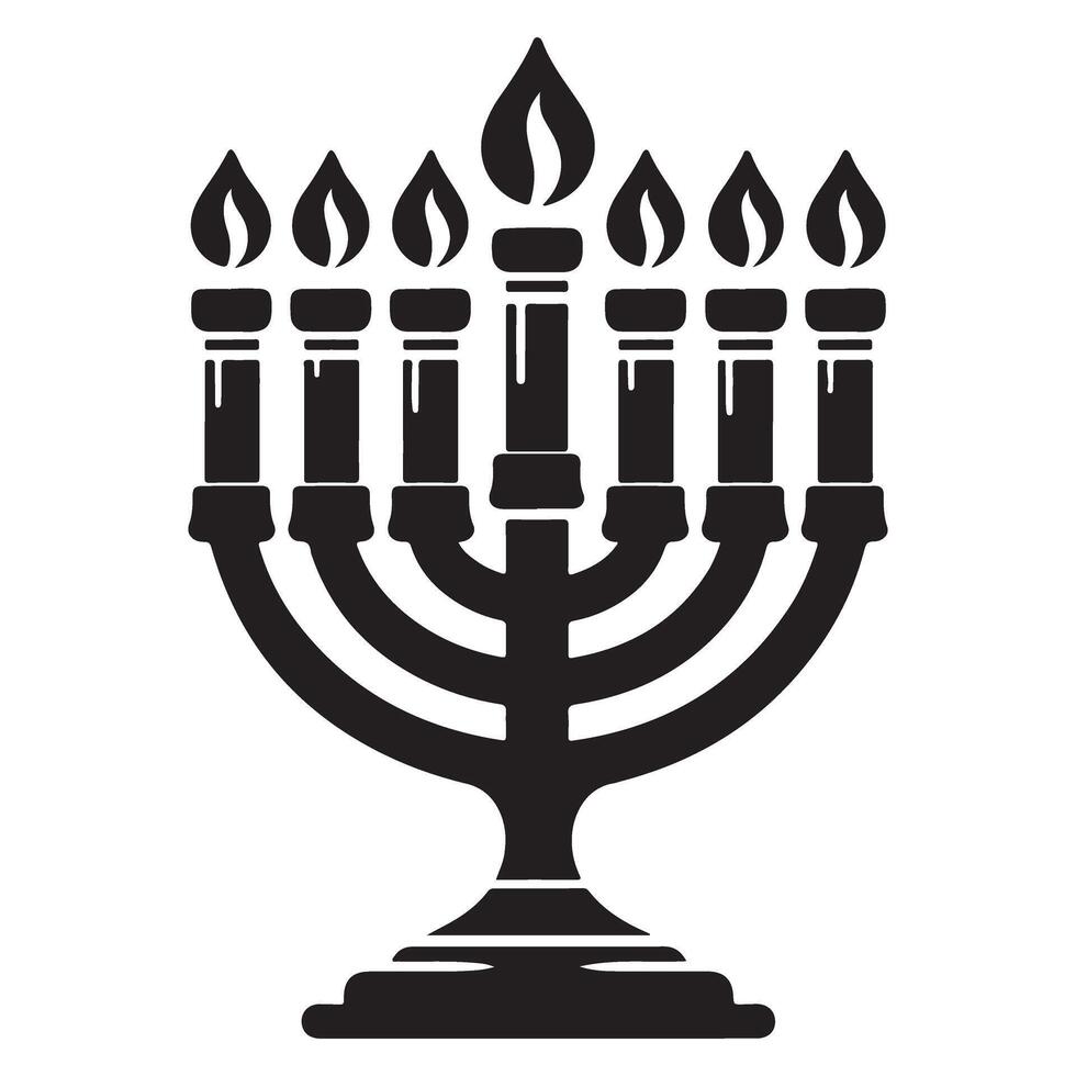 Seven branched menorah candlestick for religious Jewish celebrations vector