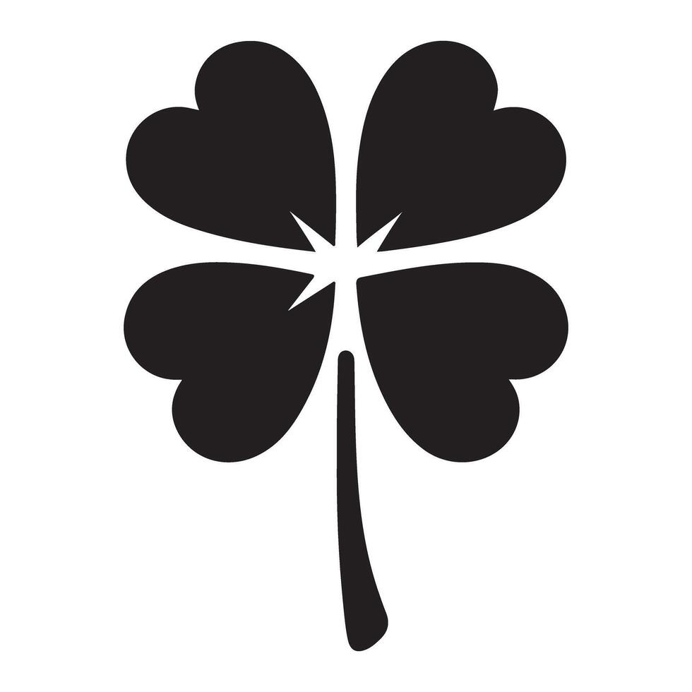 Four leaf clover silhouette lucky charm St. Patrick day icon vector