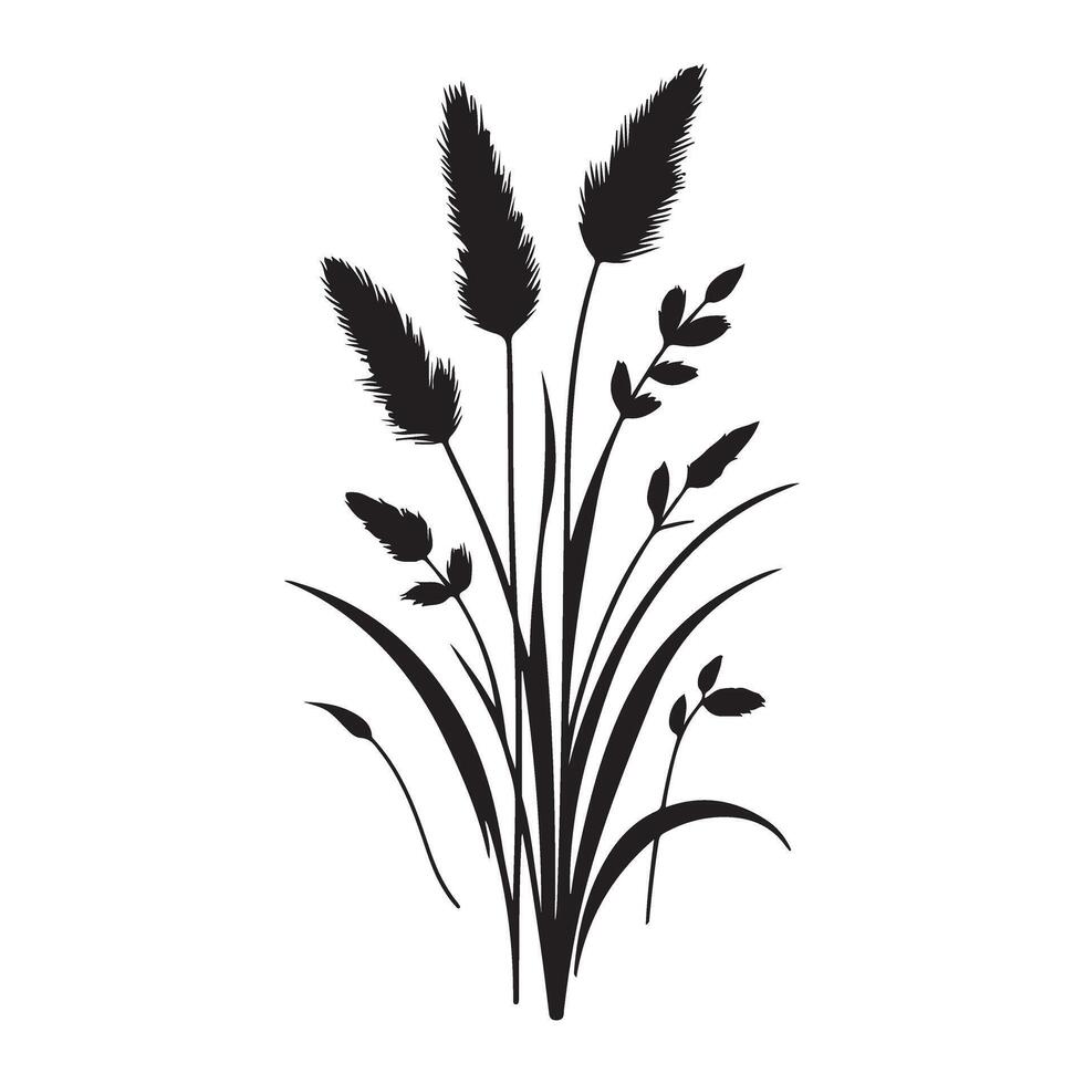 Elegant Wild Grass Illustration Silhouette Design for Nature Lovers vector