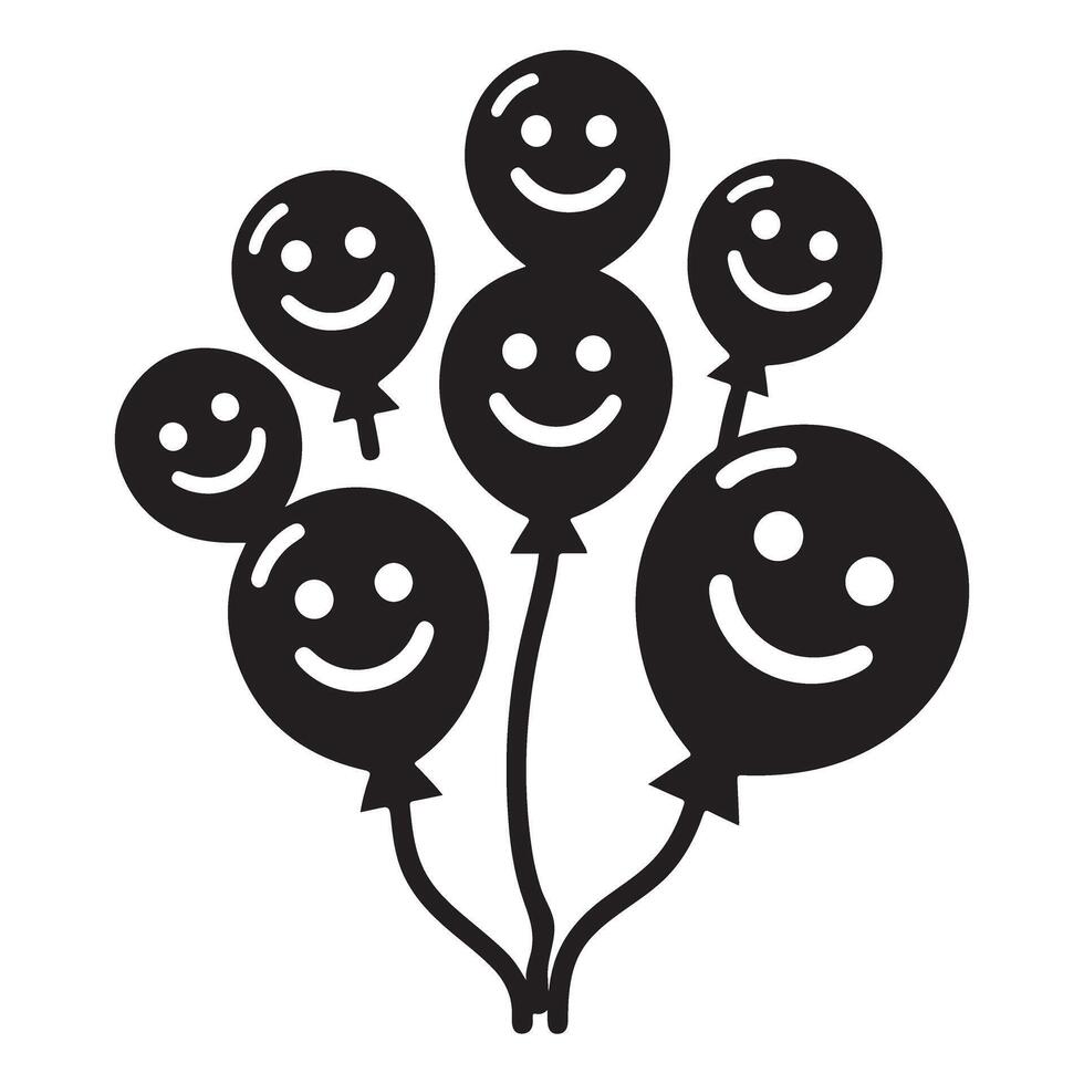 Bunch of Happy Smiley Face Balloons Silhouette Design vector