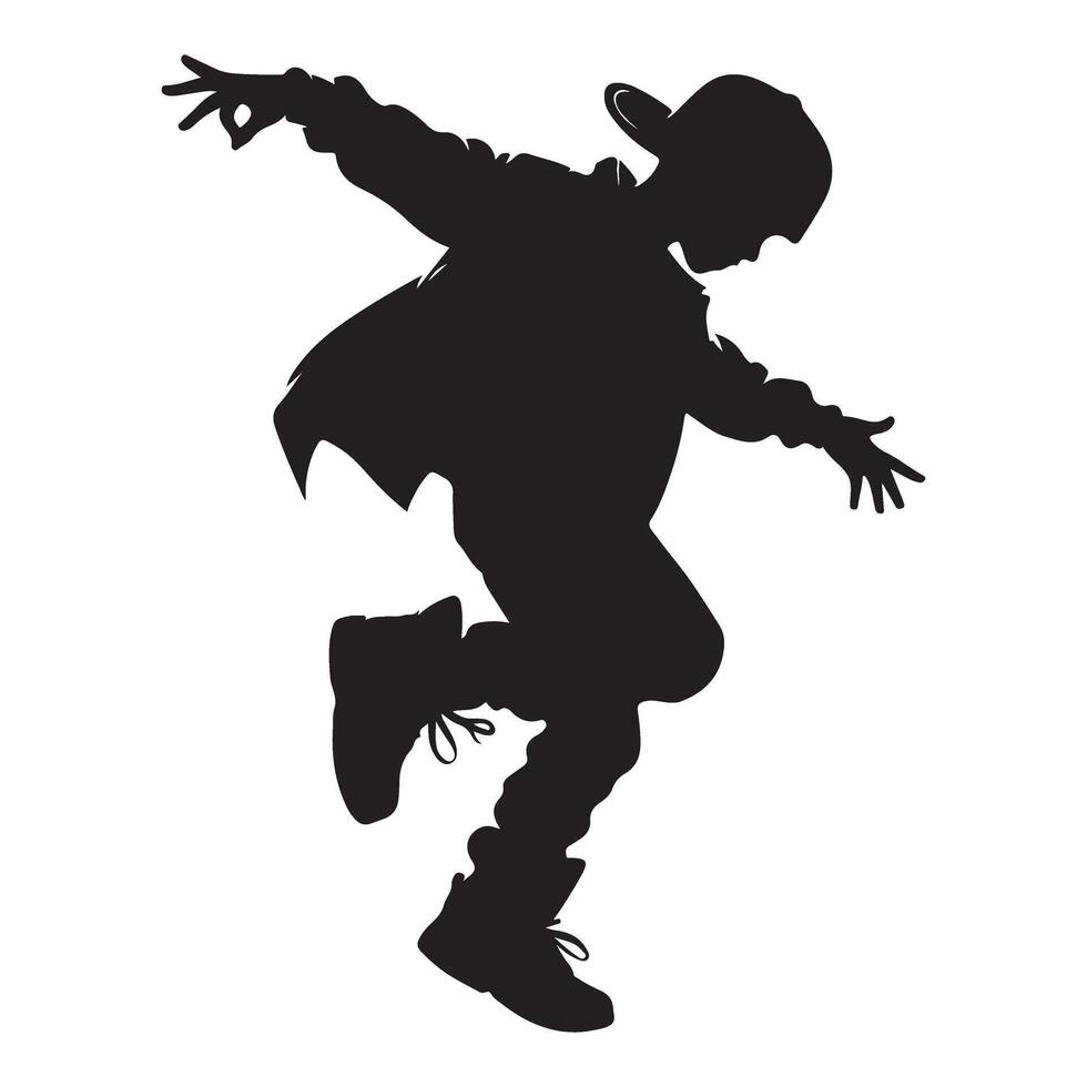 Silhouette of breakdancer boy dynamic hip hop dance illustration vector